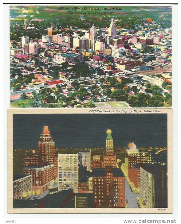 TULSA Oklahoma USA The Oil Capitol Of The World On The Arkansas River 2 Postcards - Tulsa