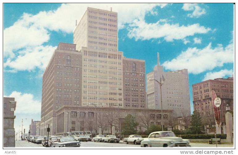 Wilmington DE Delaware, Rodney Square, Autos, Library, Delaware Trust Builing, C1950s Vintage Postcard - Wilmington