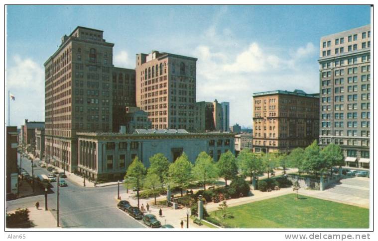 Wilmington DE Delaware, Rodney Square, Autos, Library, C1940s/50s Vintage Postcard - Wilmington