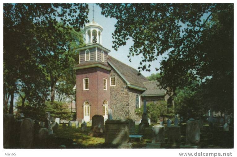 Wilmington DE Delaware, Old Swedes Church, Cemetery Graveyard, C1950s/60s Vintage Postcard - Wilmington
