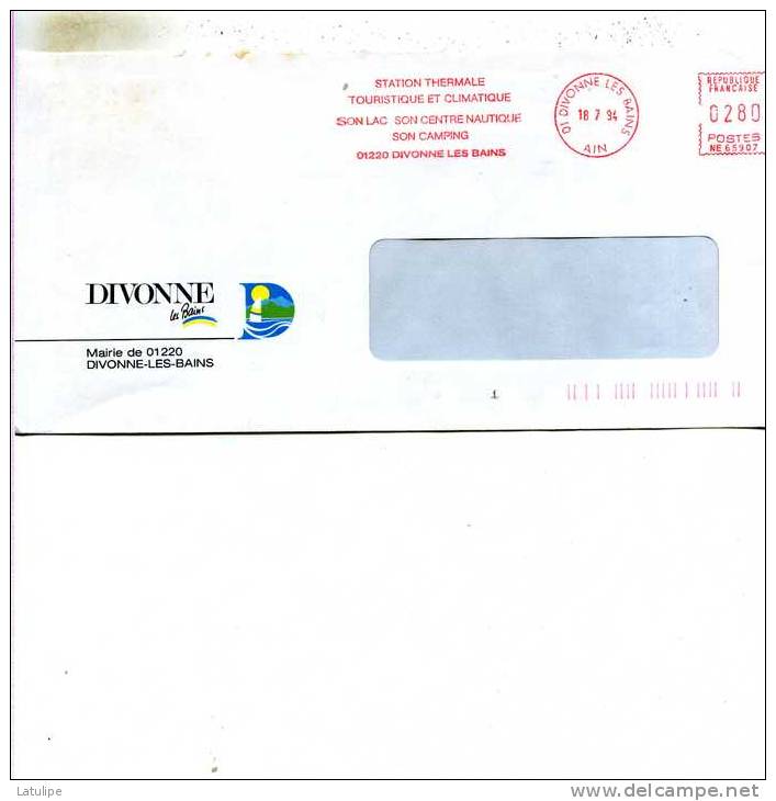 Enveloppe Obliteration Mecanique ( Flammes ) De Mairie Divonne-les-Bains   En 1994 - Mechanical Postmarks (Advertisement)