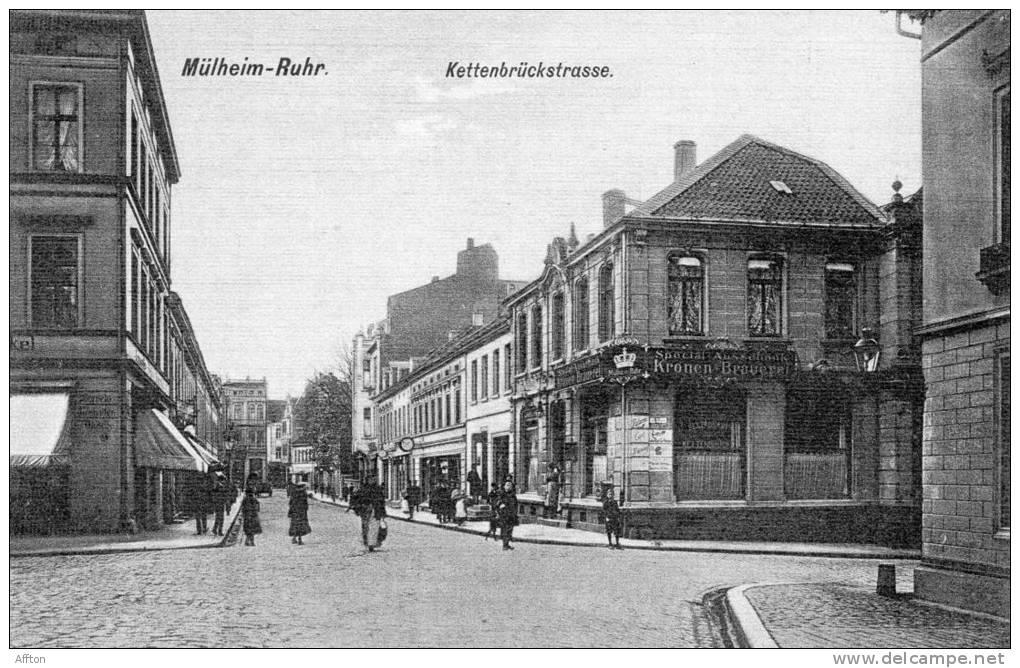 Kettenbruckstrasse Kronen Brauerei Mulheim A Ruhr 1910 Postcard - Muelheim A. D. Ruhr