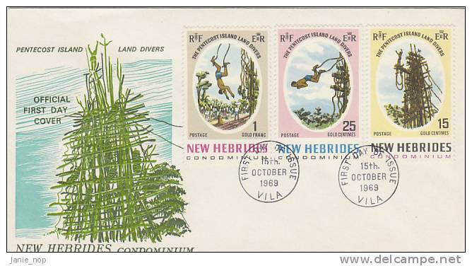 New Hebrides 1969 Pentecost Island Land Divers FDC - Other & Unclassified