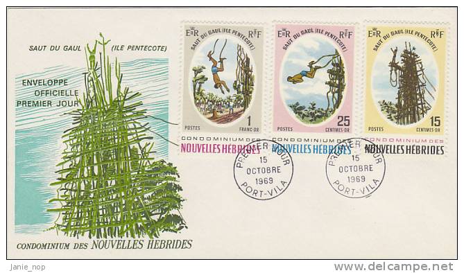 New Hebrides 1969 Pentecost Island Land Divers FDC - Autres & Non Classés