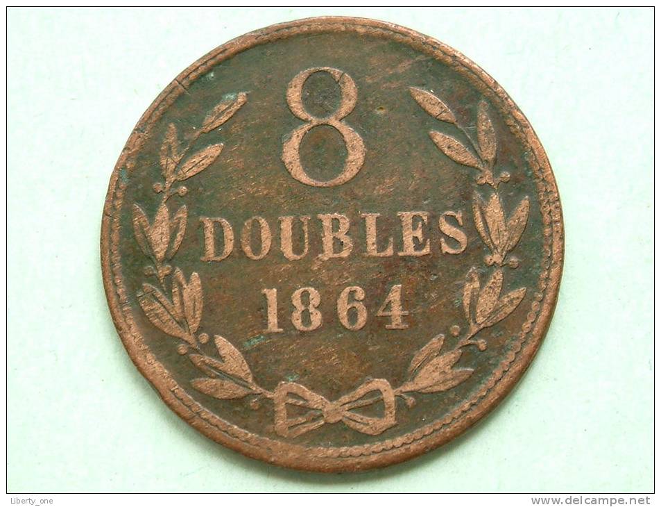 1864 - 8 DOUBLES / KM 7 ( For Grade, Please See Photo ) !! - Guernsey
