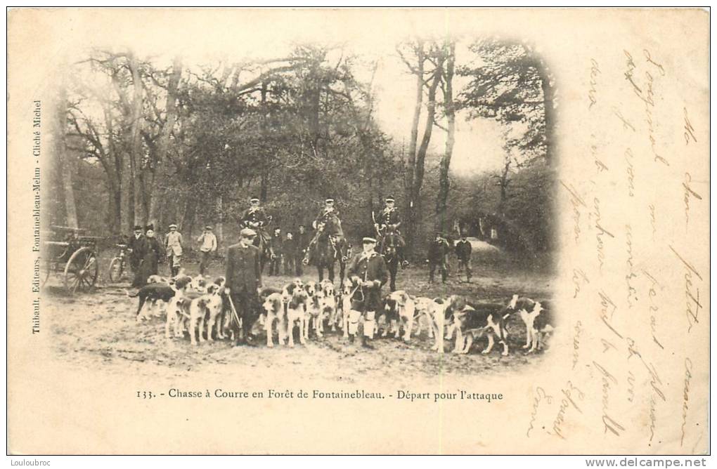 CHASSE A COURRE EN FORET DE FONTAINEBLEAU DEPART POUR L'ATTAQUE - Chasse