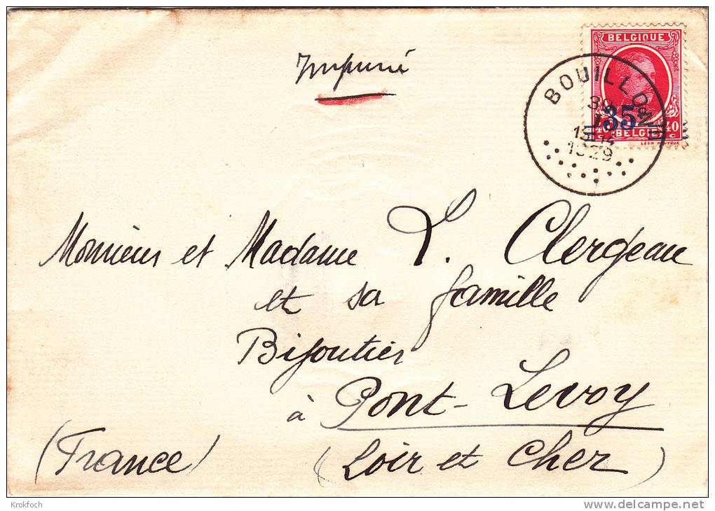 Bouillon 1929 - Oblitération à Points  - Lettre Brief Cover - Oblitérations à Points