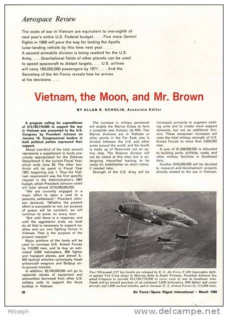 Air Force / Space Digest - INTERNATIONAL - MARCH 1966 -  Vietnam - Avion - Fusée - Tank  .....     (3282) - Anglais