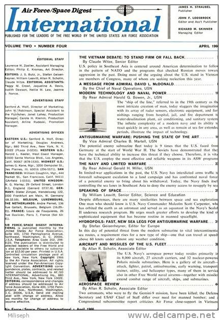 Air Force / Space Digest - INTERNATIONAL - APRIL 1966 - Vietnam - Espace - Bateau - Avion - Missiles - Apollo   (3283) - Engels