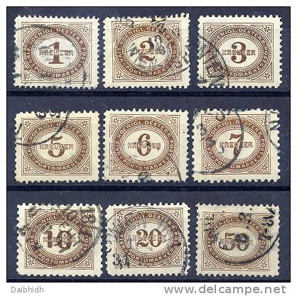 AUSTRIA 1894 Postage Due Set Used.  Michel 1-9 - Strafport