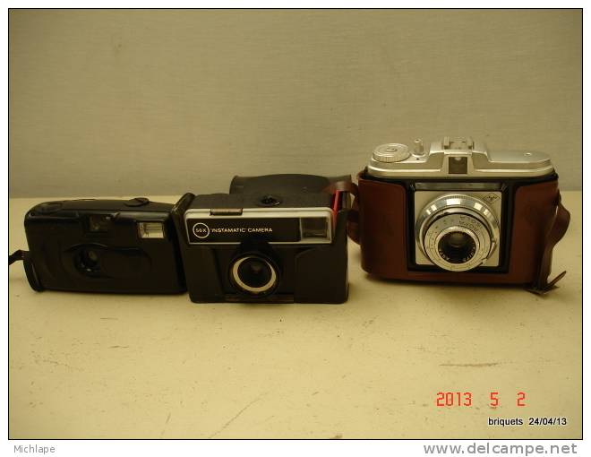 LOT DE 3 APPAREILS PHOTO VENDU EN L'ETAT 1 KODAK  1 INSTAMATIC  ET 1 AGFA - Macchine Fotografiche