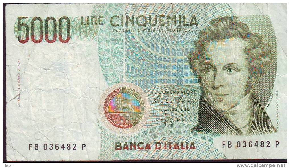 Banconota Lire 5 Mila "Bellini" Ciampi-Speziali Serie FB 036482 P - 5000 Lire