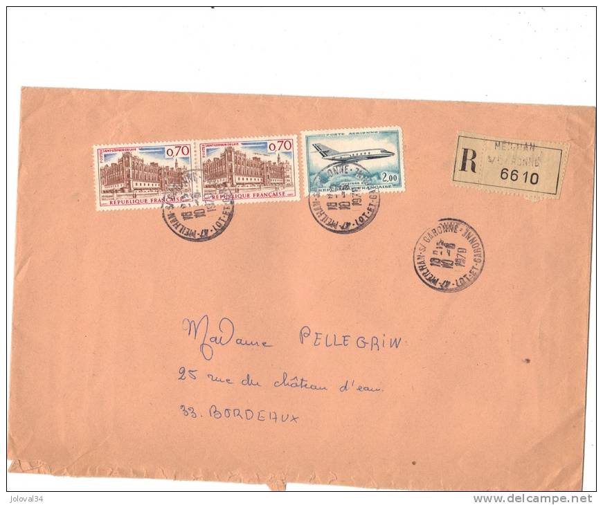 Lettre Recommandée 1970 De MEILHAN Sur Garonne Lot Et Garonne - Storia Postale