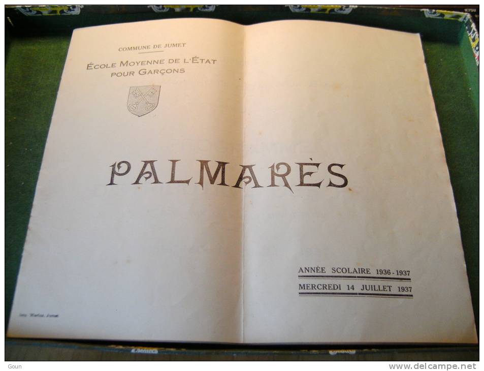 CB2 Palmarès Ecole Moyenne De Jumet 1936 1937 - Diploma & School Reports