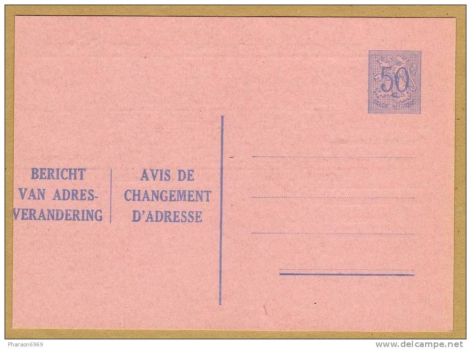 Carte Entier Postal Avis De Changement D´adresse Bericht Van Adresverandering - Addr. Chang.
