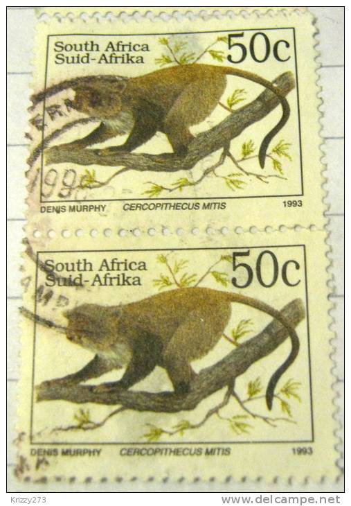 South Africa 1993 Cercopithecus Mitis 50c X2 - Used - Gebraucht