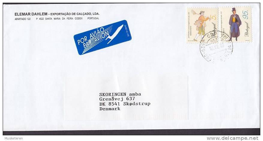 Portugal Por Aviao Par Avion Label ELEMAR DAHLEM, SANTA MARIA DA FEIRA 2000 Cover Letra To SKØDSTRUP Denmark - Lettres & Documents