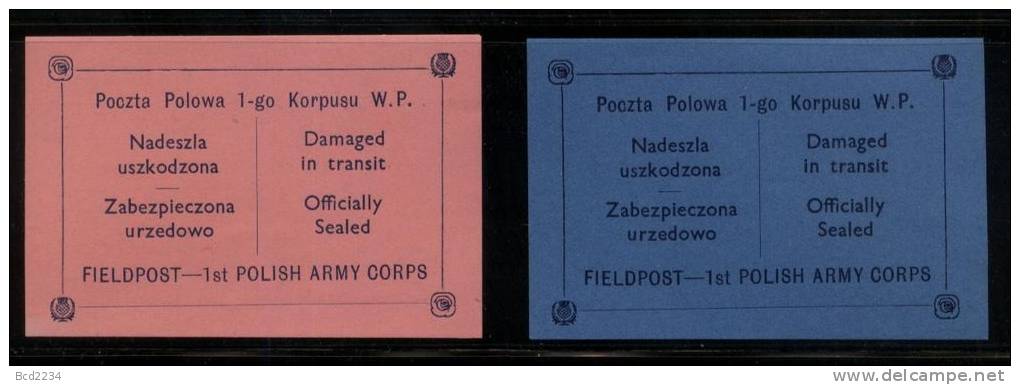 POLAND 1941 WW2 POCZTA POLOWA 1ST POLISH ARMY CORPS EXILED FORCES FIELD POST FELDPOST LETTER-SEAL NHM World War II - Gobierno De Londres (En Exhilio)