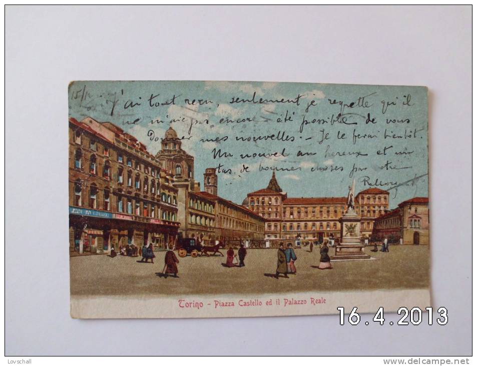 Torino. - Piazza Castello Ed Il Palazzo Reale.(15 - 12 - 1904) - Palazzo Reale