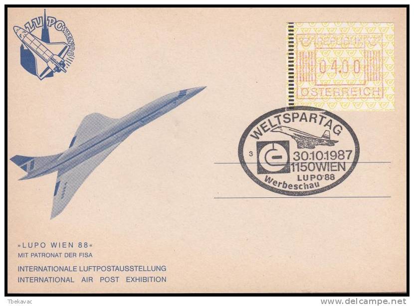 Austria 1987, Airmail Card With ATM Stamp - Lettres & Documents