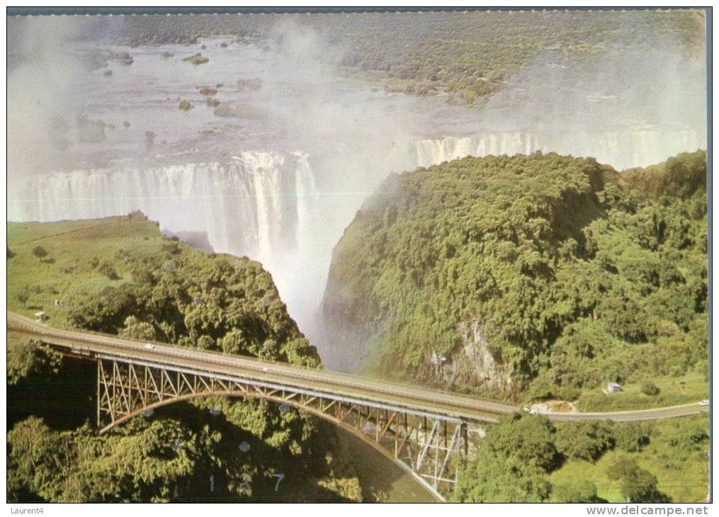 (333) Zimbabwe - Zambia Border - Victoria Falls (with Rhodesia Stamps At Back) - Zimbabwe