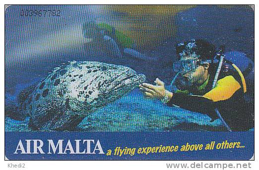 Télécarte Puce MALTE POISSON & PLONGEE / Avion AIR MALTA - DIVING FISH CORAL Chip Phonecard - TAUCHEN & FISCH - 413 - Malte