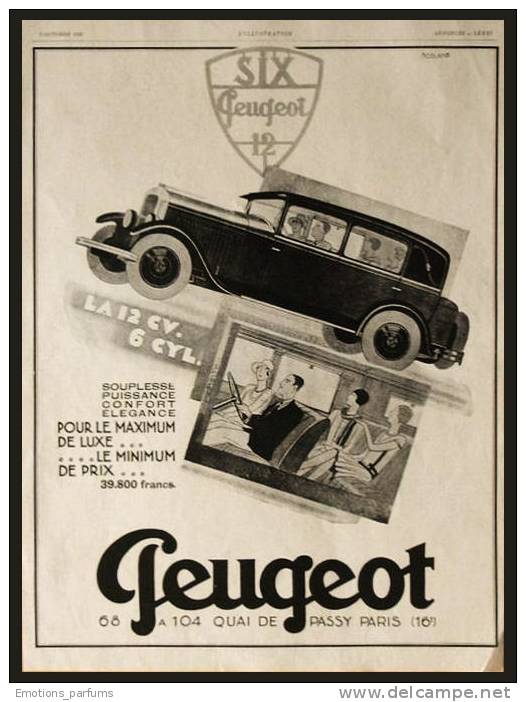 Pub 1928  Automobile PEUGEOT Voiture Tacot Traction Automobiles La 12 Cv - Publicités