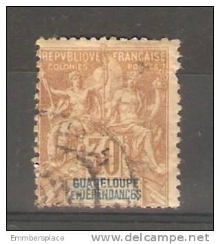 GUADELOUPE - 1892 TABLET ISSUE 30c BROWN On DRAB USED  SG 43 - Gebraucht