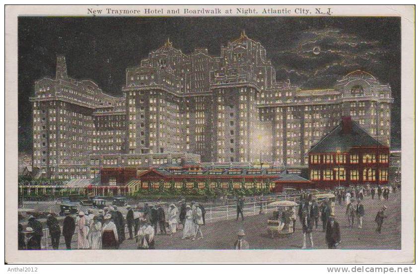 Litho New Traymore Hotel And Boardwalk At Night Atlantic City N.J. 28.2.1923 - Atlantic City