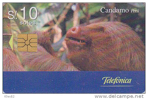 Télécarte à Puce PEROU - ANIMAL - PARESSEUX - PEREZOSO Chip Phonecard Peru Telefonkarte - Peru