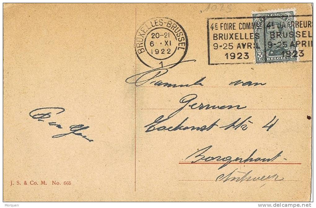 3285. Postal BRUXELLES (Belgica) 1922, Foire Commercielle - Cartas & Documentos