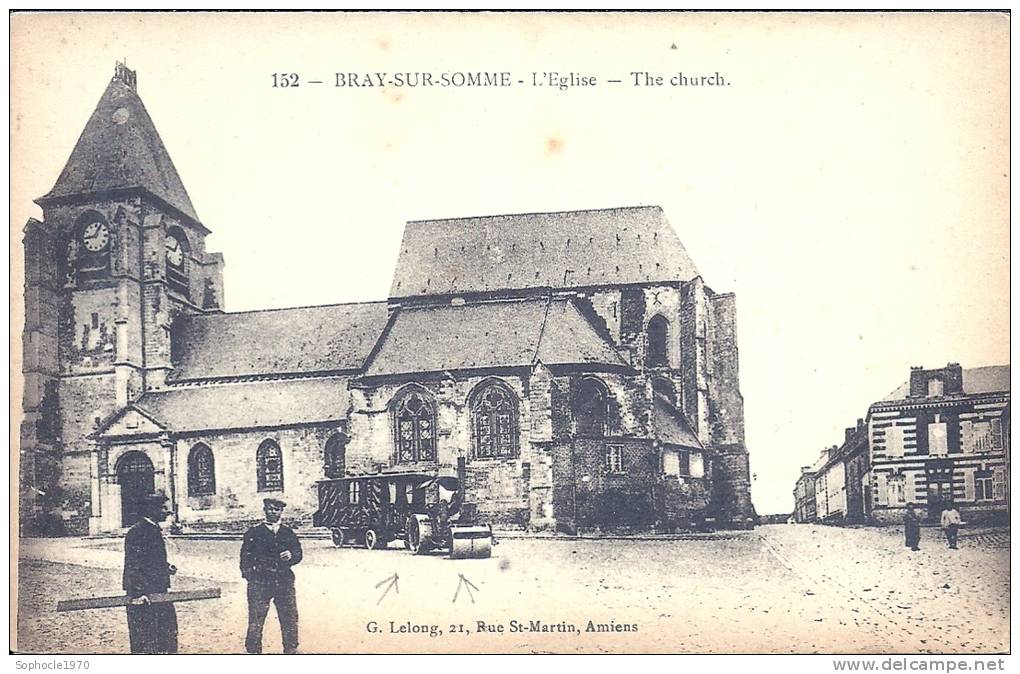 PICARDIE - 80 - SOMME - BRAY SUR SOMME - L'église - The Church - Animation Avec Rouleau Compresseur - Bray Sur Somme