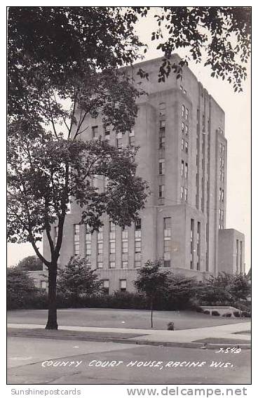 Wisconsin Racine County Court House Real Photo RPPC - Racine