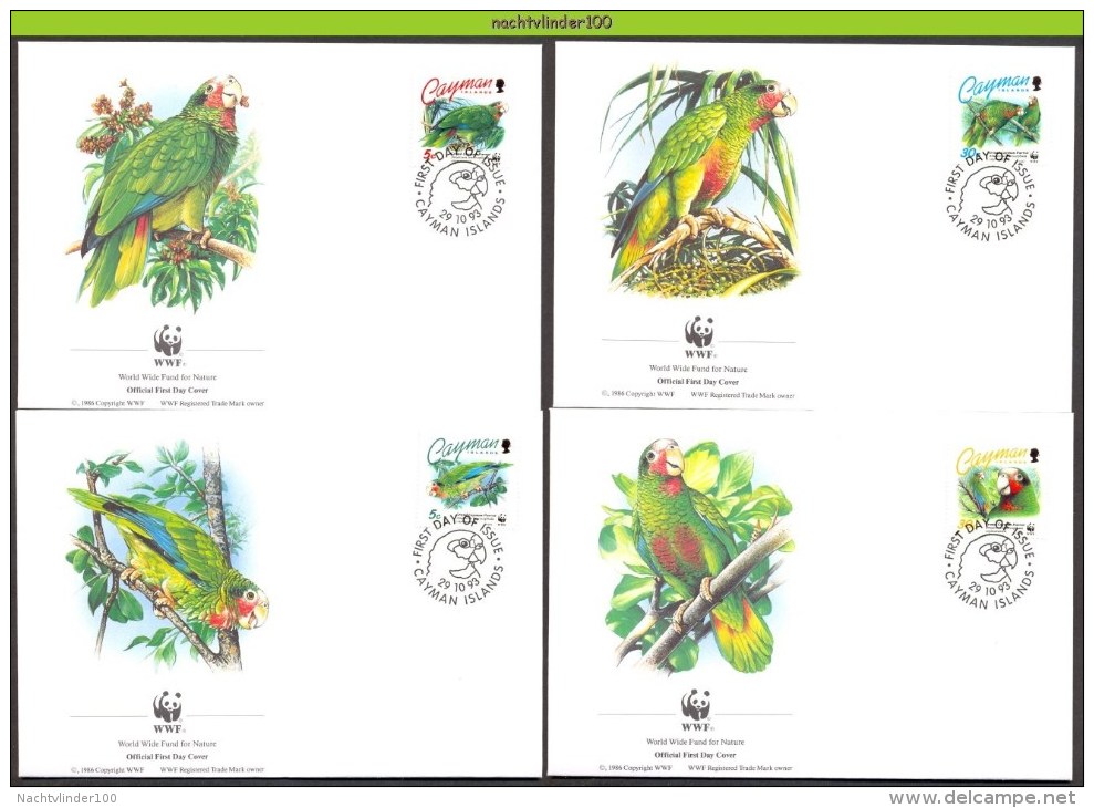 Mzi151fb WWF FAUNA VOGELS PAPEGAAIEN BIRDS PARROTS VÖGEL PAPAGEIEN AVES OISEAUX CAYMAN ISLANDS 1993 FDC'S - FDC