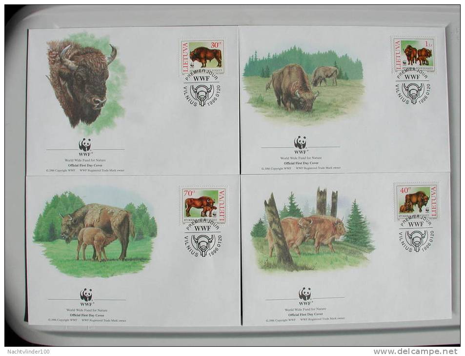 Mwh191fb WWF FAUNA ZOOGDIEREN HOEFDIEREN BIZON EUROPEAN BISON MAMMALS LIETUVA 1996 FDC's - FDC