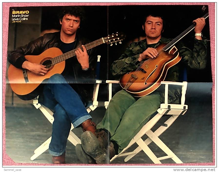 Musik Poster  - Hubert Kah -  Rückseitig Martin Shaw / Lewis Collins  -  Ca. 40 X 52 Cm  -  Von Bravo  Ca. 1982 - Posters