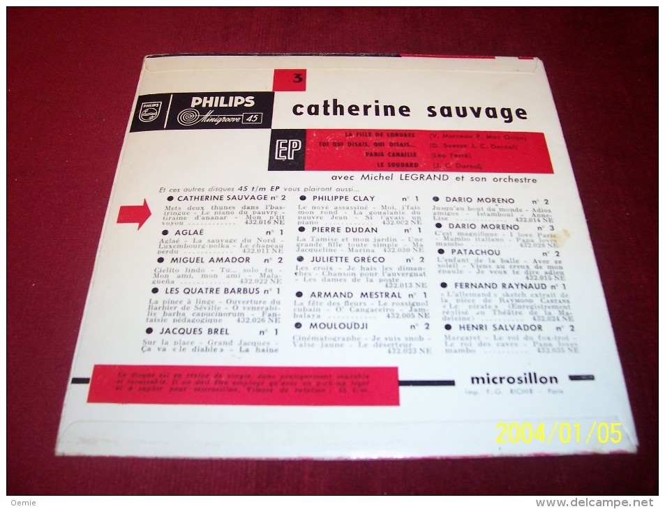 CATHERINE SAUVAGE  °  COLLECTION DE 3 / 45 TOURS - Collections Complètes