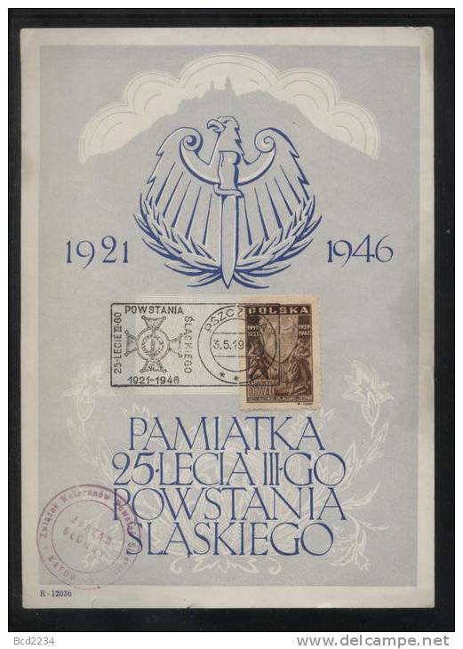 POLAND 1946 25TH ANNIV SILESIAN UPRISING COMMEMORATIVE SHEETLET GORA PSZCZYNA  WW1 MILITARIA - Guerre Mondiale (Première)