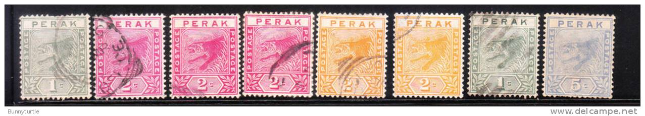 Malaya Perak 1892-95 Tigers 8v Used - Perak