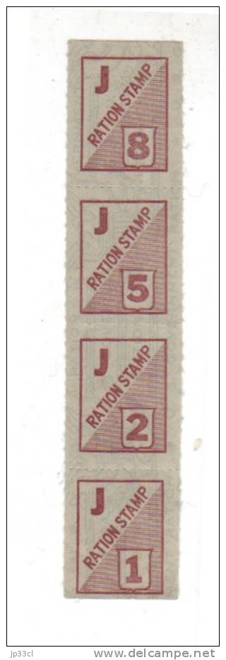 Timbres De Rationnement US Ration Stamps J ("Javel Ration Stamps During War") Au Dos - Documents Historiques