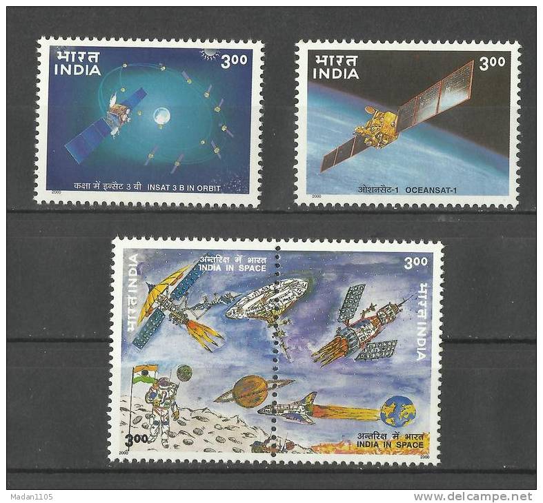 INDIA, 2000, India´s Space Programme, With Two Setenant Stamps, Set 4 V,  MNH, (**) - Neufs