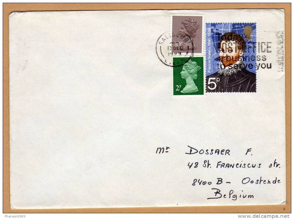 Enveloppe Salisbur To Oostende Belgium - Lettres & Documents
