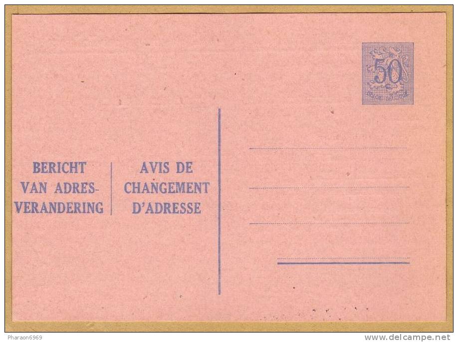 Carte Entier Postal Avis De Changement D´adresse Bericht Van Adresverandering - Addr. Chang.