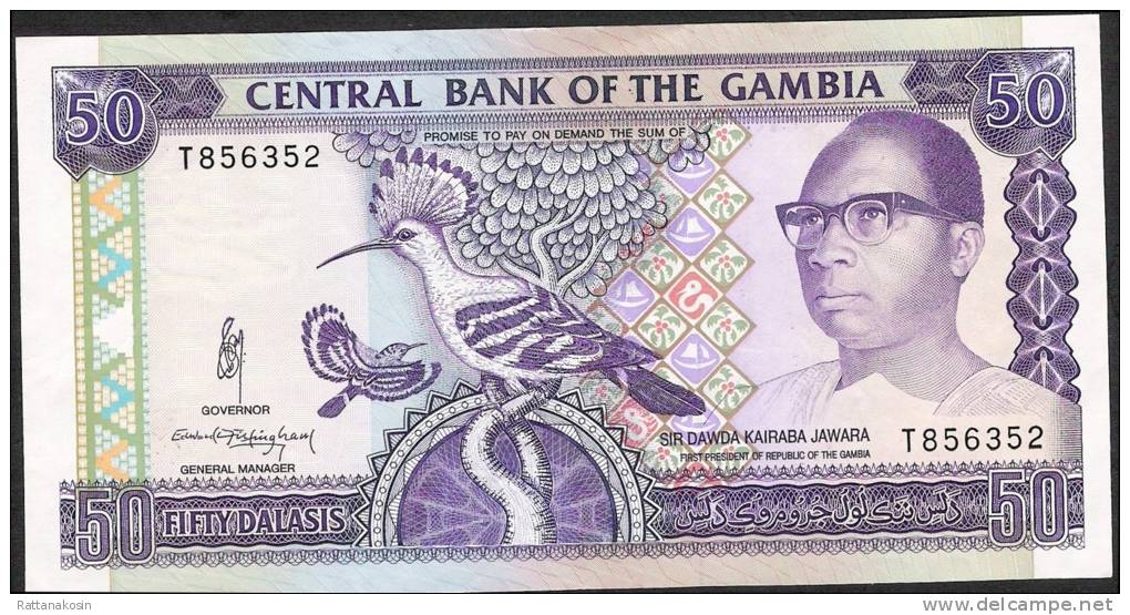 GAMBIA P15a  50  DALASI 1989  #T    Signature 9   UNC. - Gambia