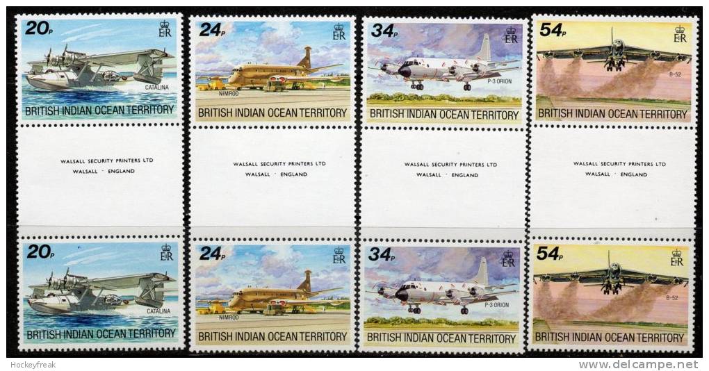 British Indian Ocean Territory 1992 - Visiting Aircraft Gutter Pairs Printer's Imprint SG124-127 MNH Cat £17.50+ SG2015 - British Indian Ocean Territory (BIOT)