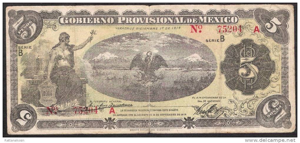 MEXICO   PS1104    5   PESOS     1914   FINE - Mexique