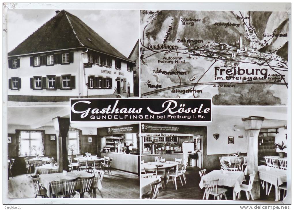 Cp Gundelfingen Bei Freiburg Hotel Restaurant Gasthaus Rossle Multi Vues SOUVENIR Signmund Demmler - Gundelfingen