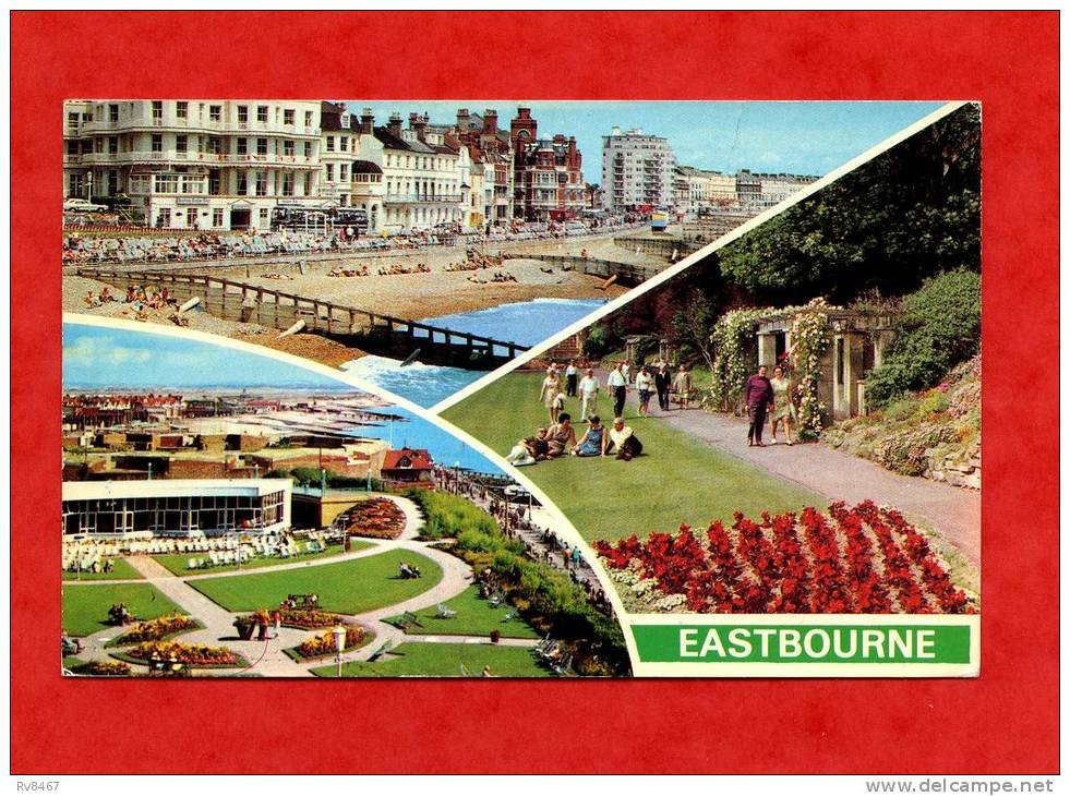 * ROYAUME UNI-EASTBOURNE(Vues Multiples)-Carte Voyagée,voir Les 2 Timbres - Eastbourne