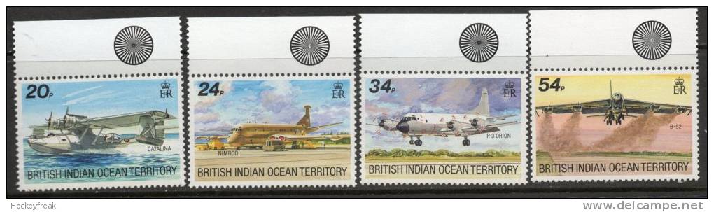 British Indian Ocean Territory 1992 - Visiting Aircraft - Top Marginal Colour Control SG124-127 MNH Cat £8.75+ SG2015 - British Indian Ocean Territory (BIOT)