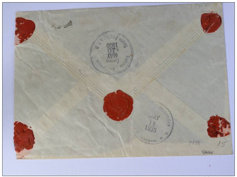 Dominican Republic, 1935  Postal Stationery Envelope + Stamp VALORES DECLARADOS, RR Used (cover, Republica Dominicana) - Dominicaanse Republiek